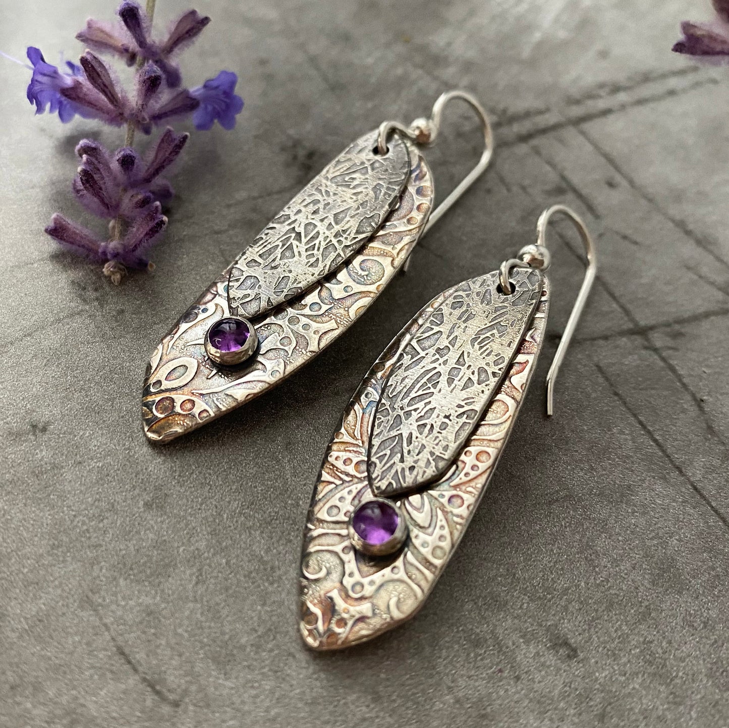 Amethyst Butterfly Wing Earrings