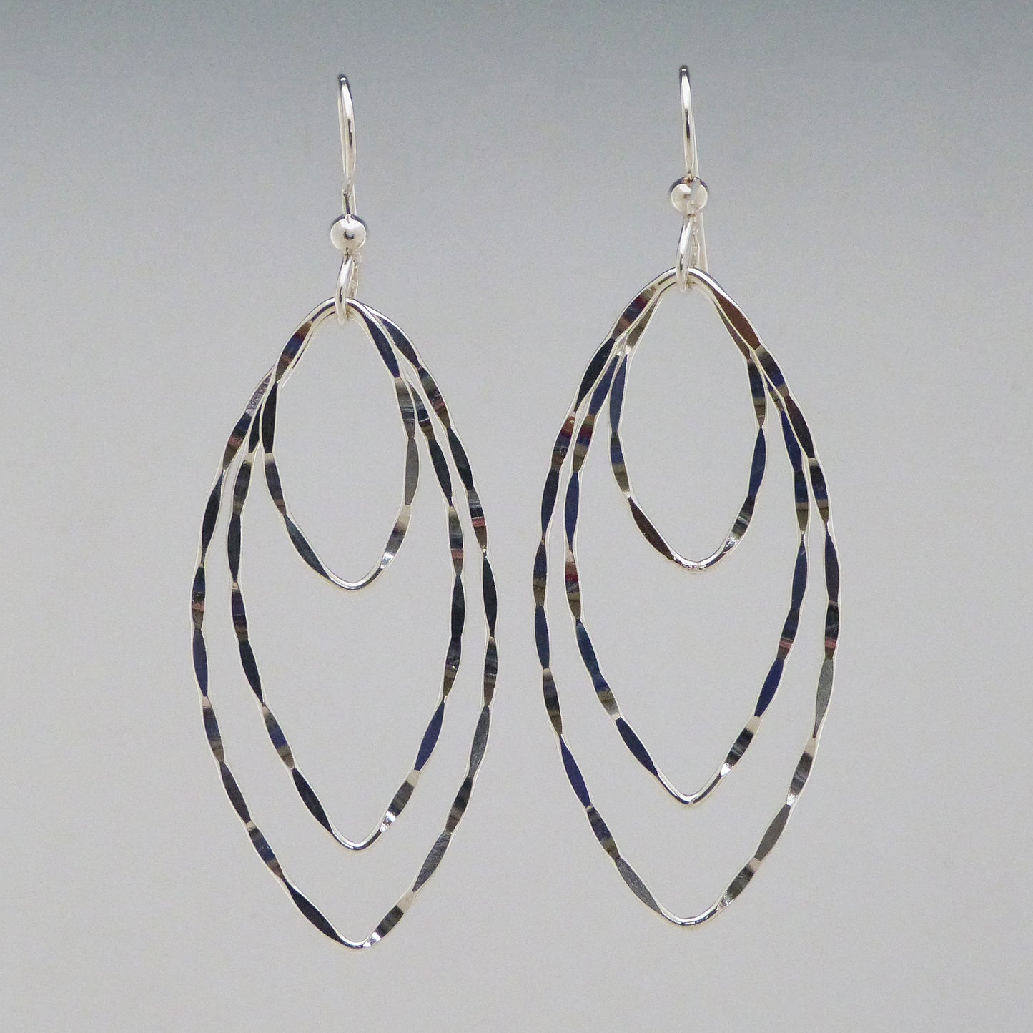 Triple Hammered Drop Earrings