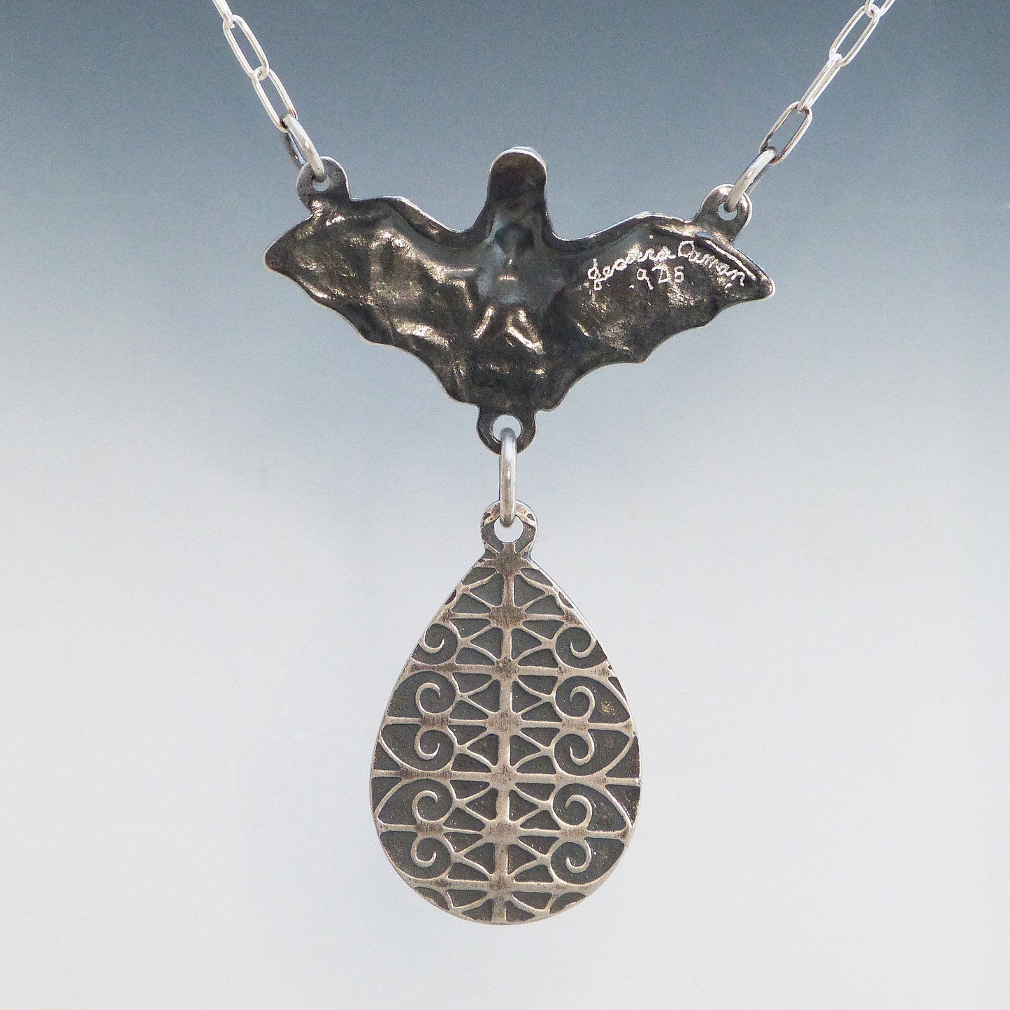 Bat Pendant with Teardrop Labradorite