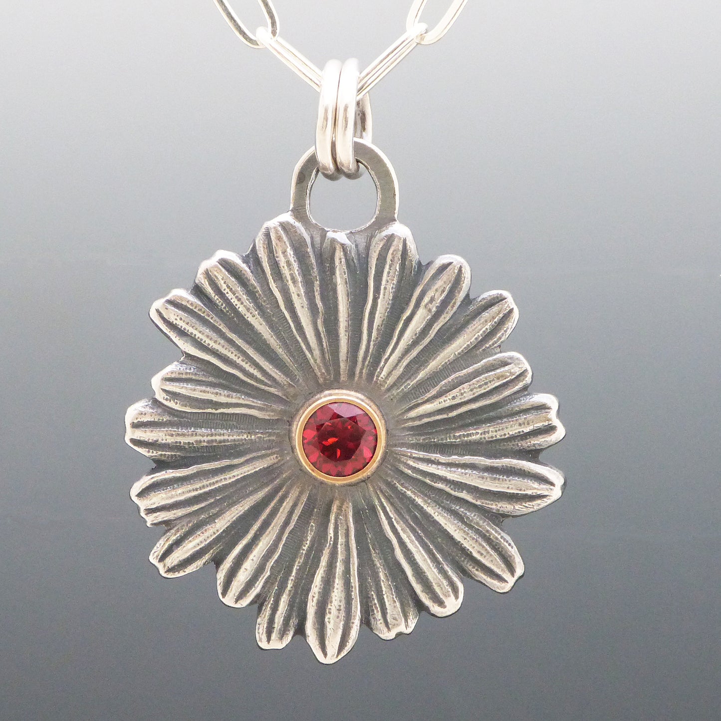 Garnet Daisy Necklace