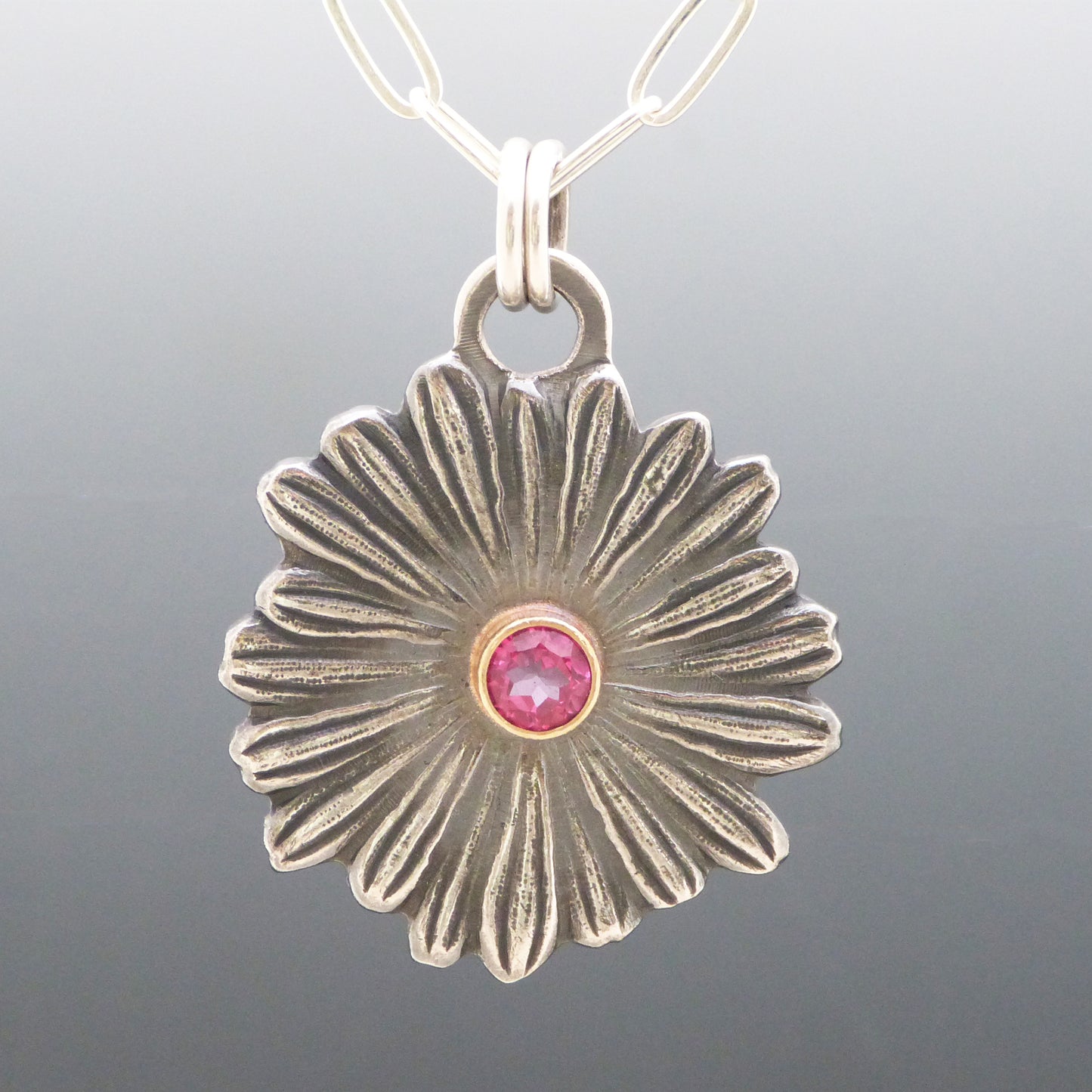 Pink Topaz Daisy Necklace