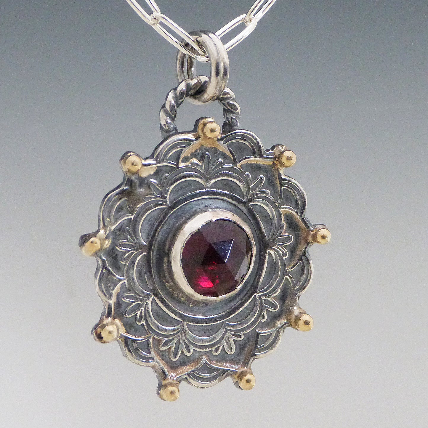 Mandala Garnet Necklace