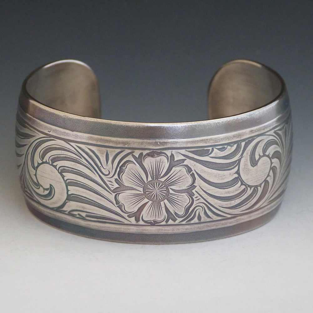 Silver Floral Cuff Bracelet