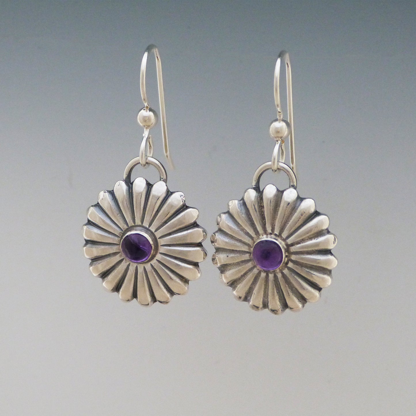 Amethyst Concho Style Earrings