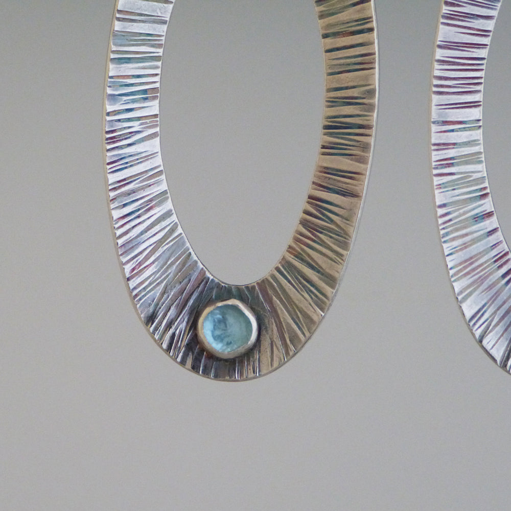 Sterling Silver hammered Topaz Earrings