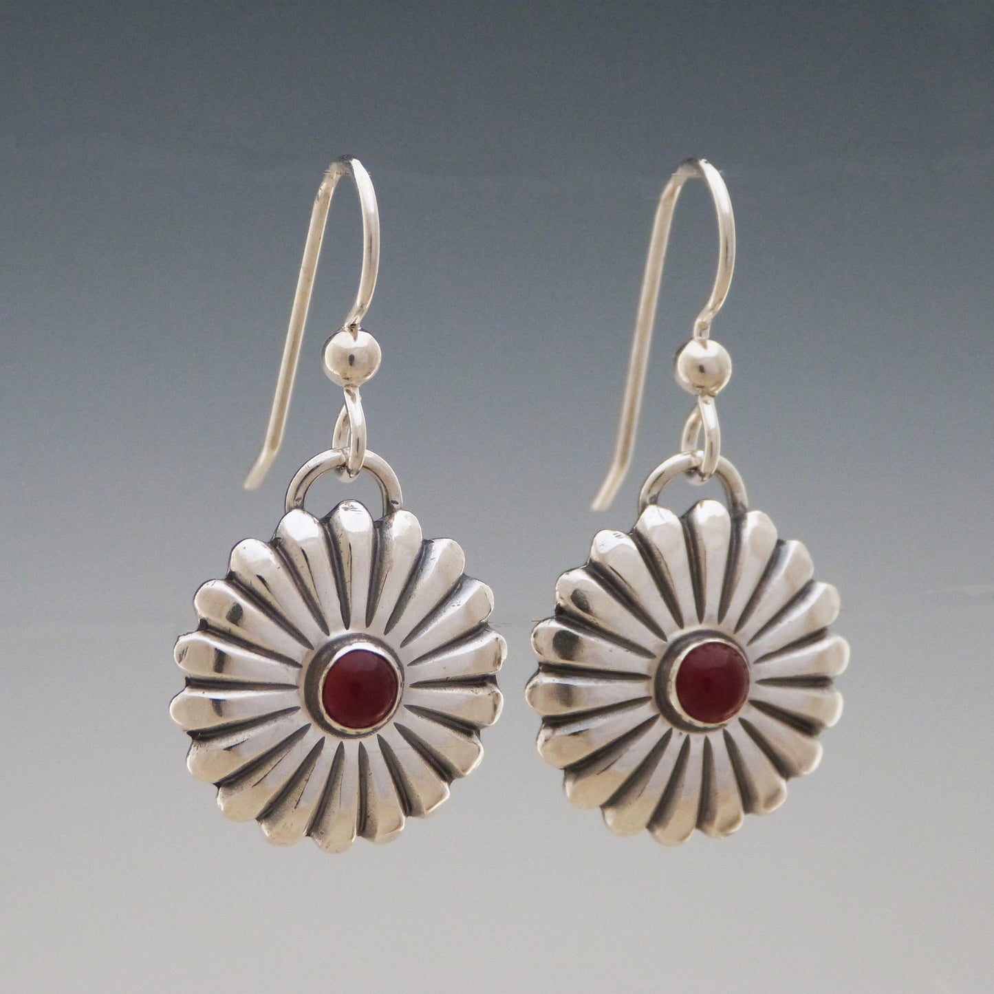 Orange Carnelian Concho Style Earrings