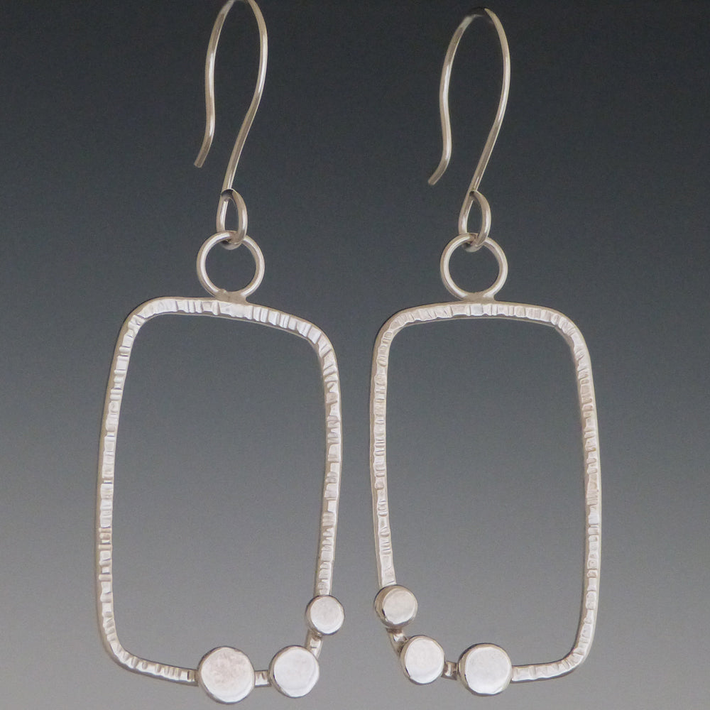 Forged Sterling Silver Triple Dot Earrings