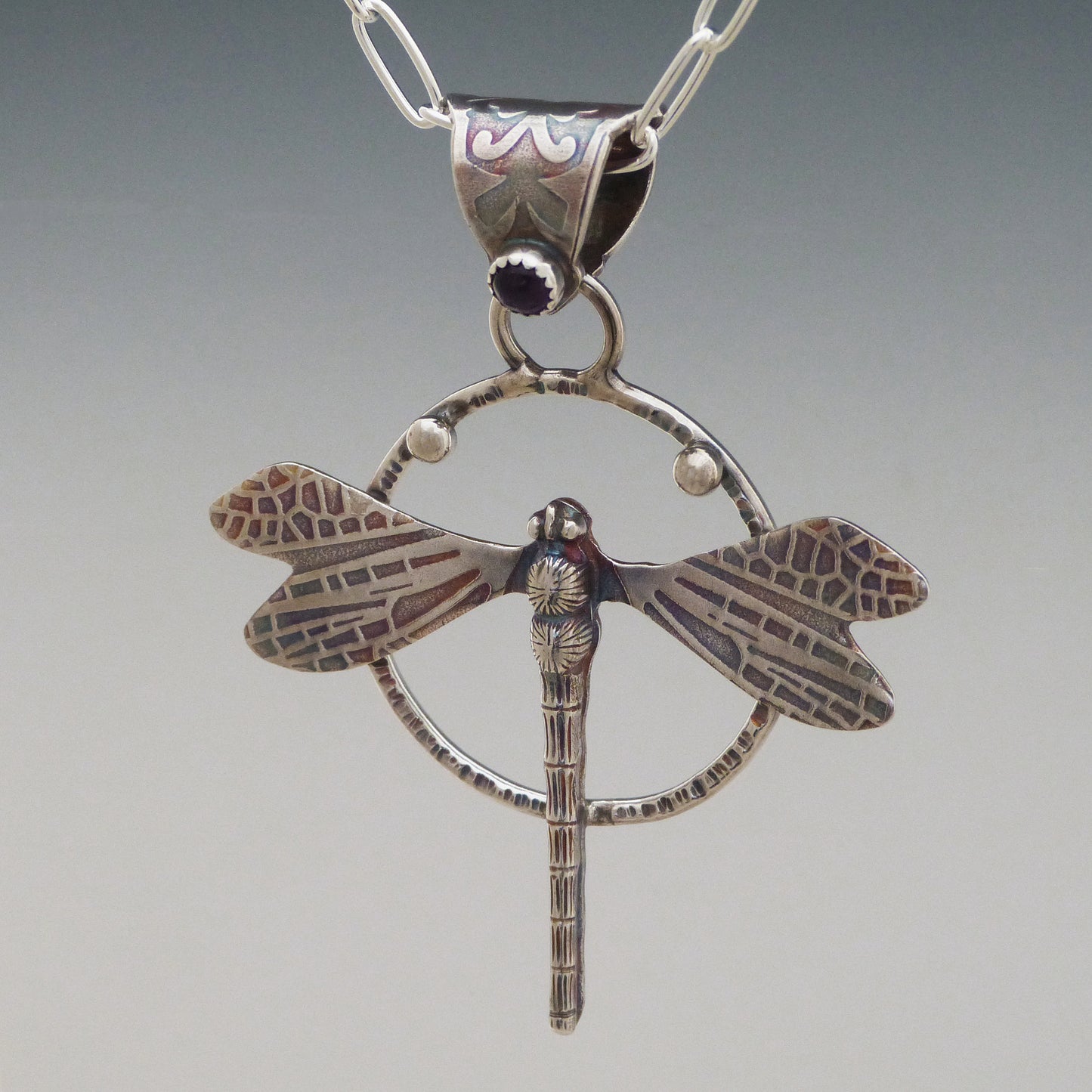 Amethyst Dragonfly Necklace
