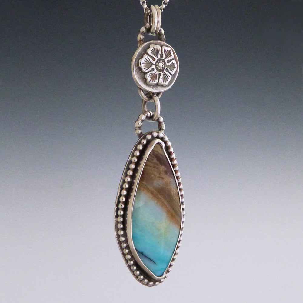 Sterling Silver and Peruvian Blue Opal Pendant