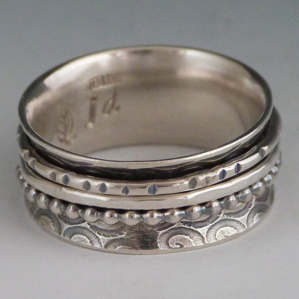 Sterling Silver Spinner Ring Spiral Pattern