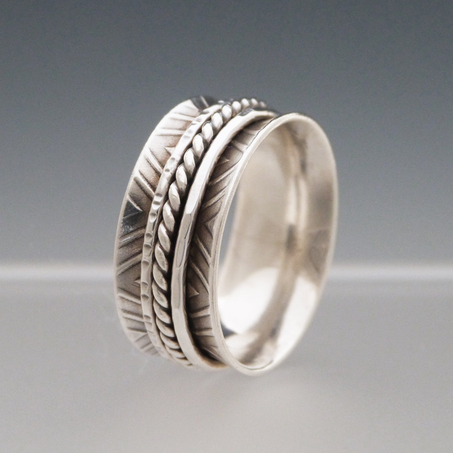 Triple Band Silver Spinner Ring