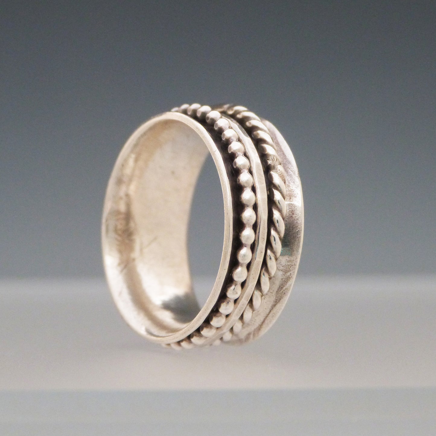 Sterling Silver Triple Band Spinner Ring