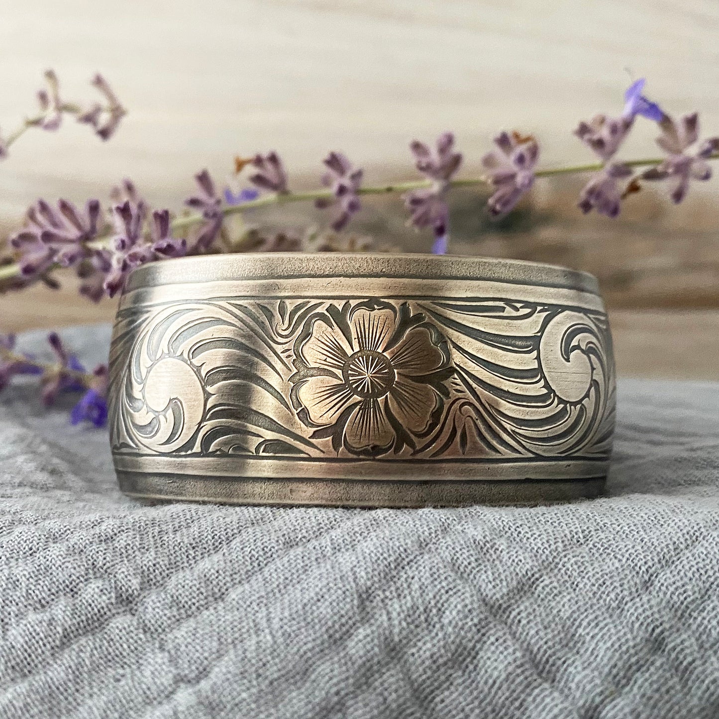Silver Floral Cuff Bracelet