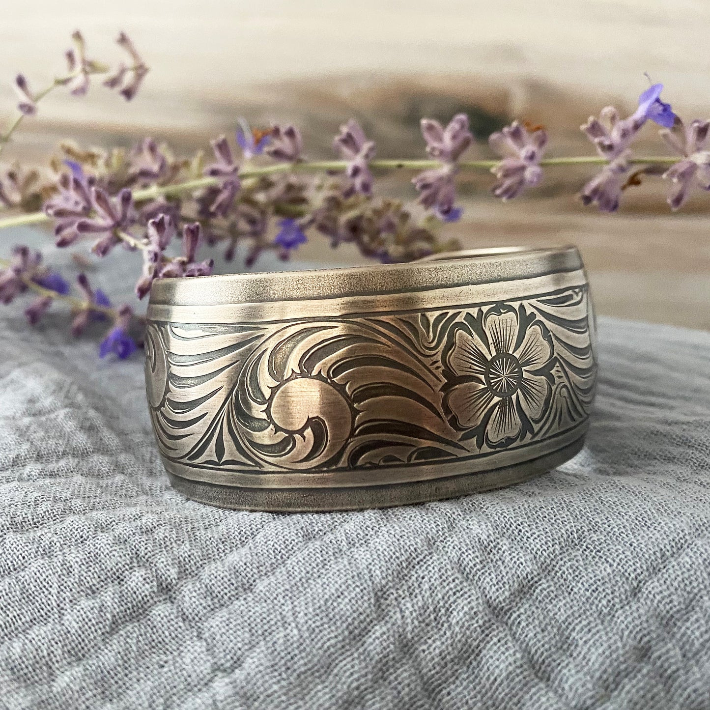 Silver Floral Cuff Bracelet