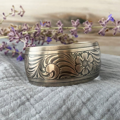 Silver Floral Cuff Bracelet