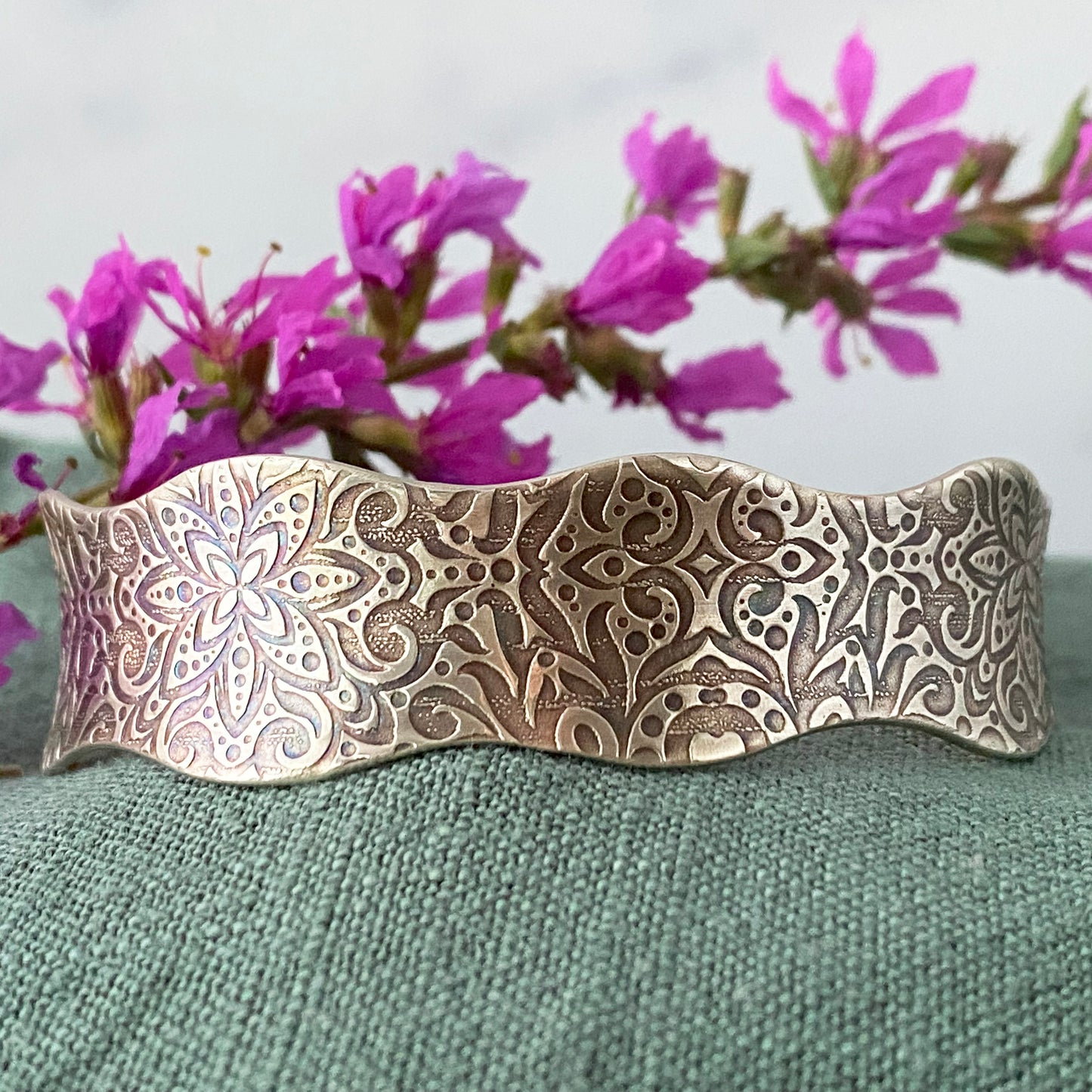 Victorian Floral Wavy Anticlastic Cuff