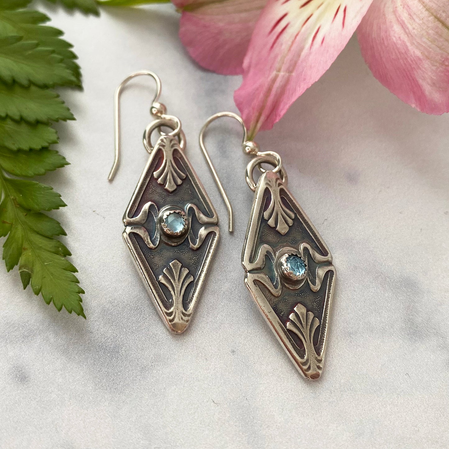 Art Deco Sky Blue Topaz Necklace/Earrings