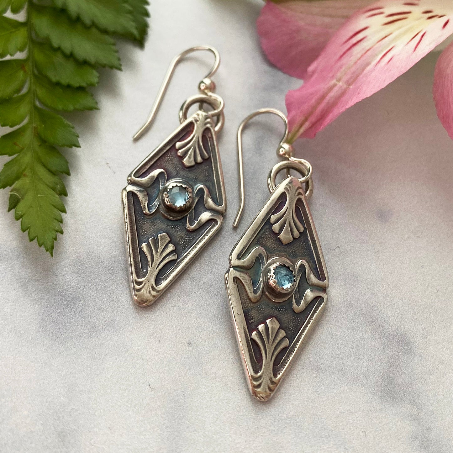 Art Deco Sky Blue Topaz Necklace/Earrings