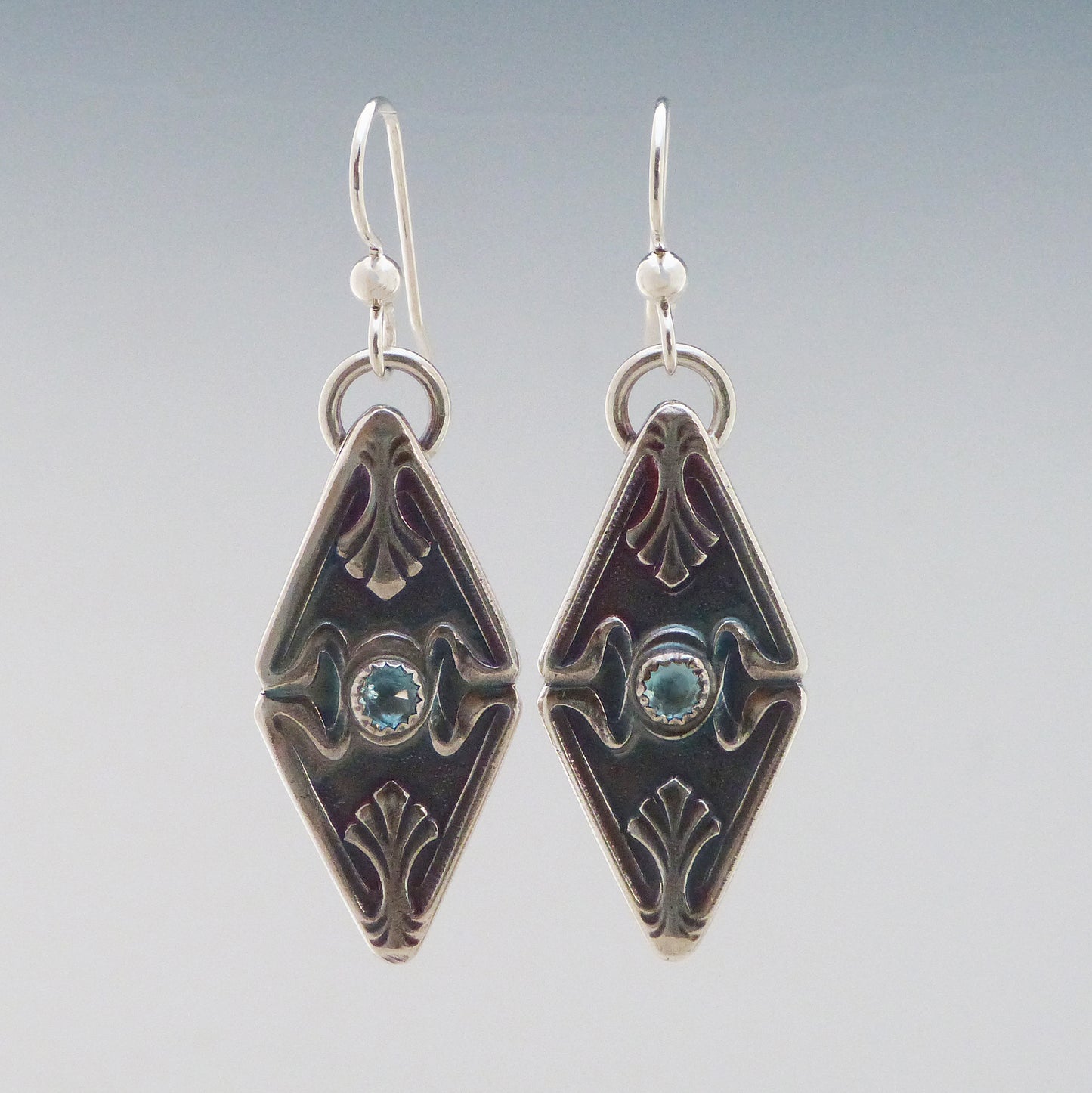 Art Deco Blue Topaz Earrings