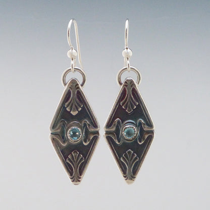 Art Deco Blue Topaz Earrings