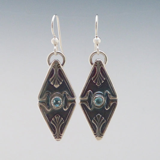 Art Deco Blue Topaz Earrings