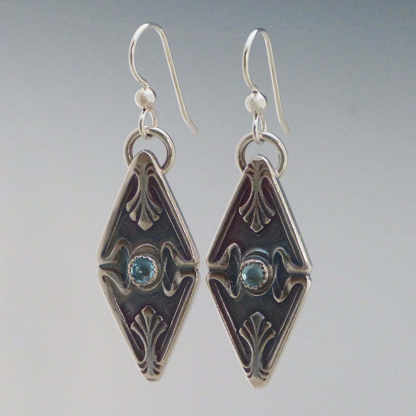 Art Deco Blue Topaz Earrings