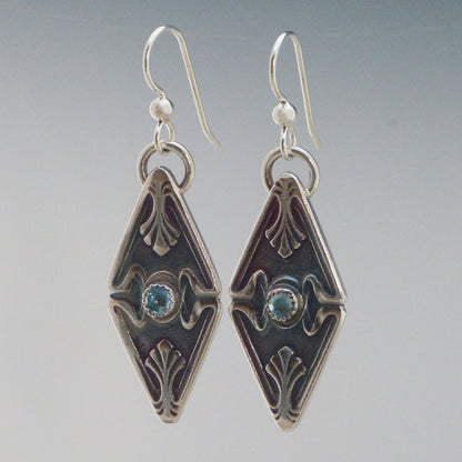 Art Deco Blue Topaz Earrings