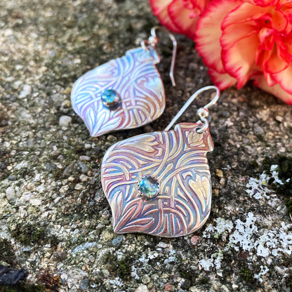 Blue Topaz Twinning Flower Earrings