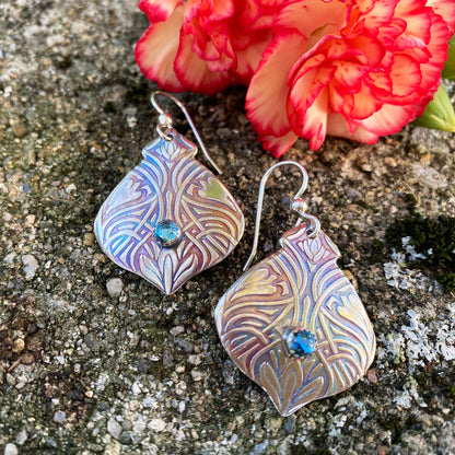 Blue Topaz Twinning Flower Earrings