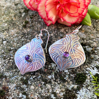 Amethyst Twinning Flower Earrings