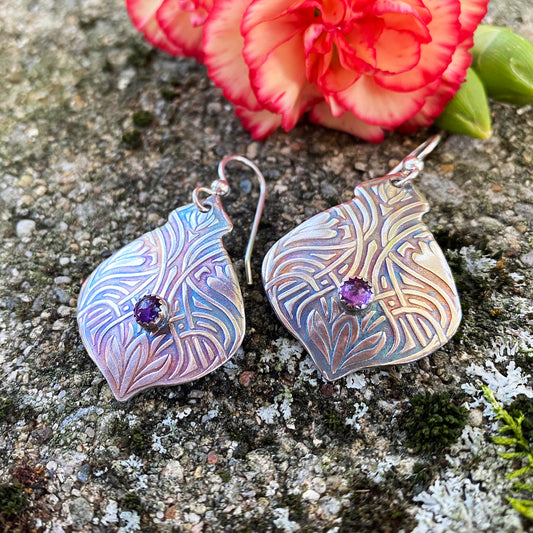 Amethyst Twinning Flower Earrings