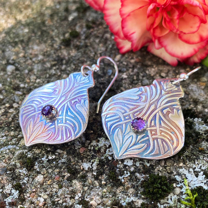 Amethyst Twinning Flower Earrings