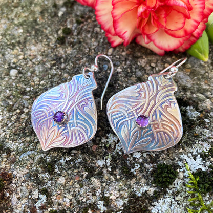 Amethyst Twinning Flower Earrings