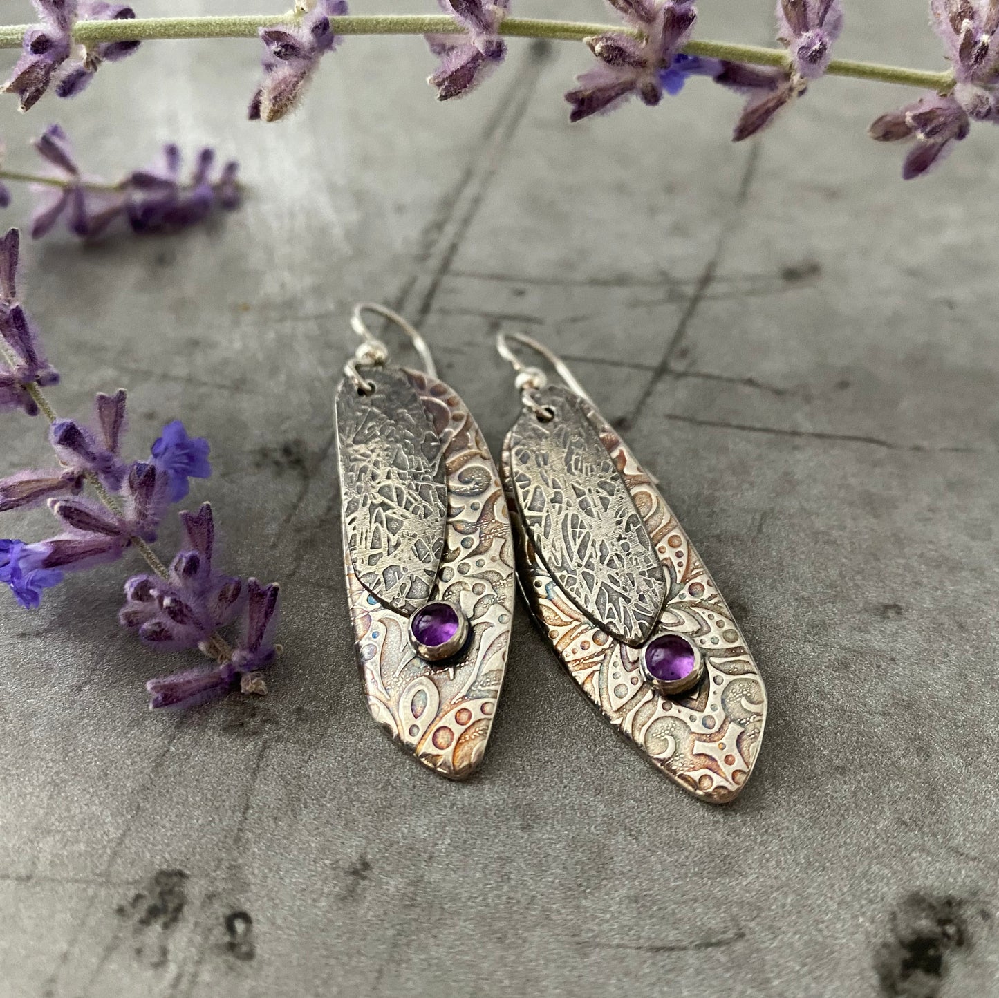 Amethyst Butterfly Wing Earrings