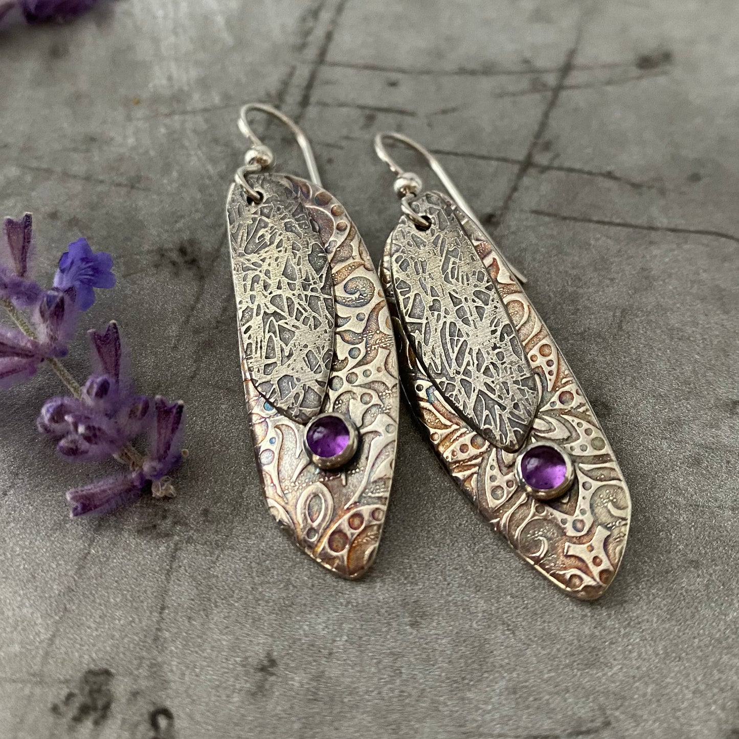 Amethyst Butterfly Wing Earrings