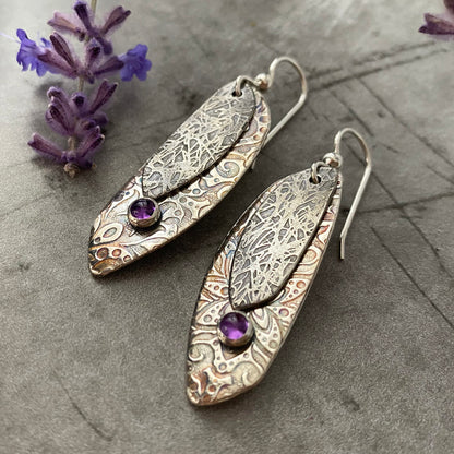 Amethyst Butterfly Wing Earrings