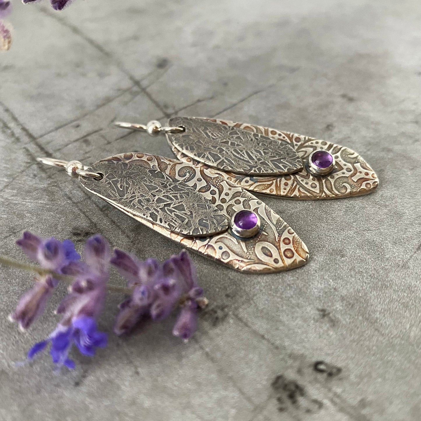 Amethyst Butterfly Wing Earrings