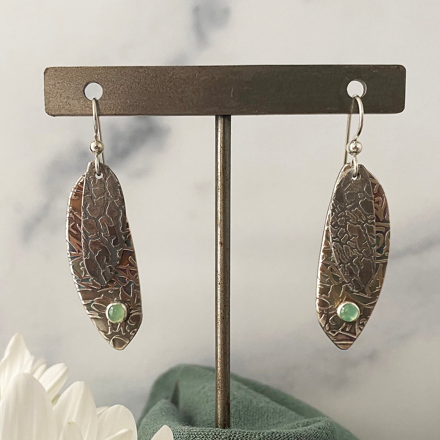 Chrysoprase Double Drop Butterfly Earrings