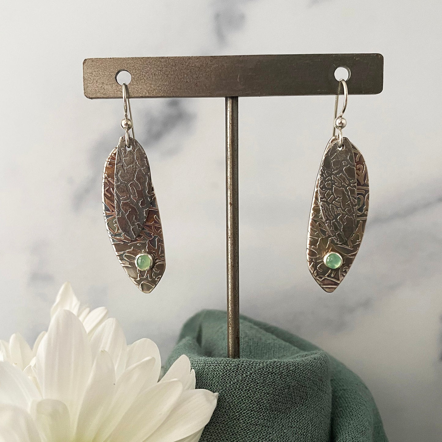 Chrysoprase Double Drop Butterfly Earrings