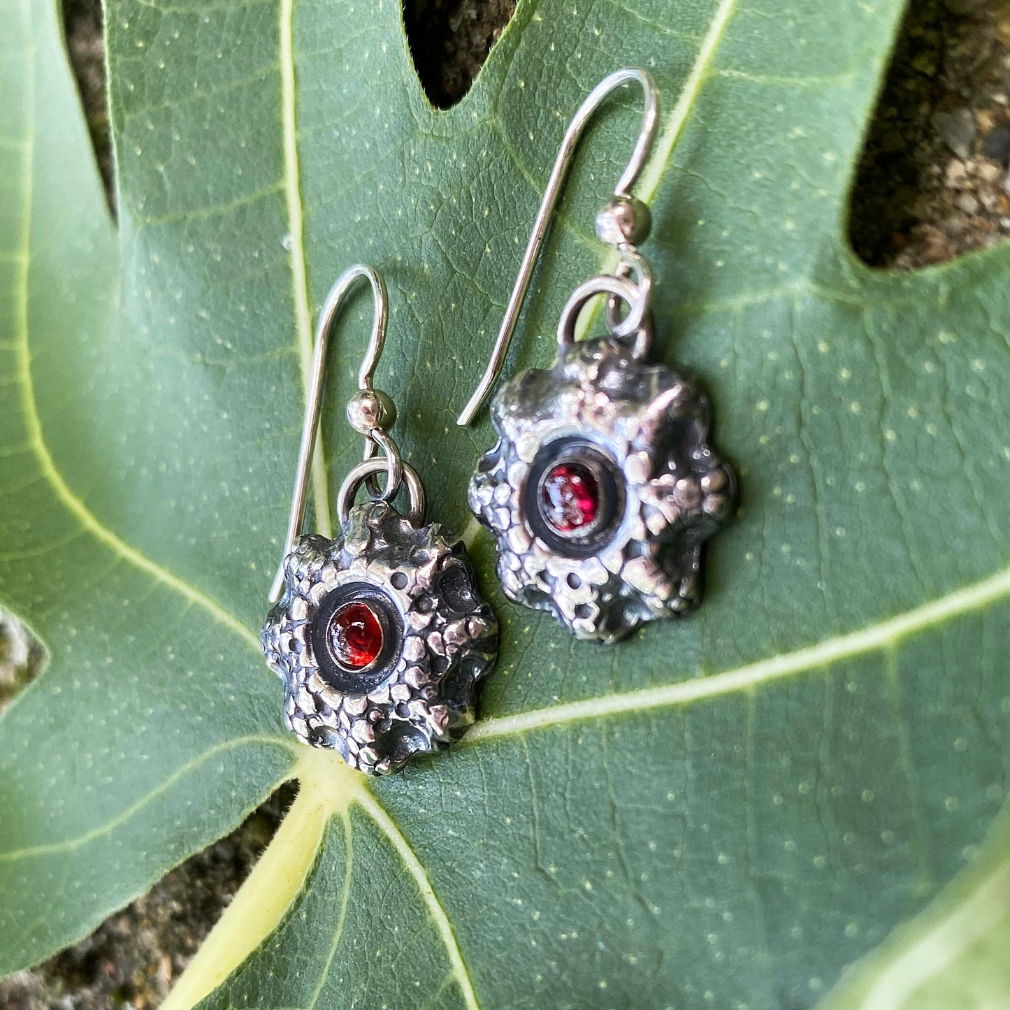 Sea Coral Garnet Earrings