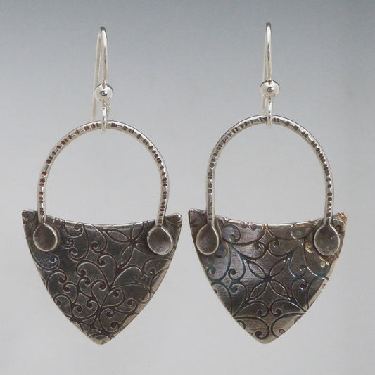 Iron Fence Pattern Hammered Earrings