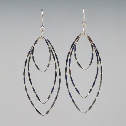 Triple Hammered Drop Earrings