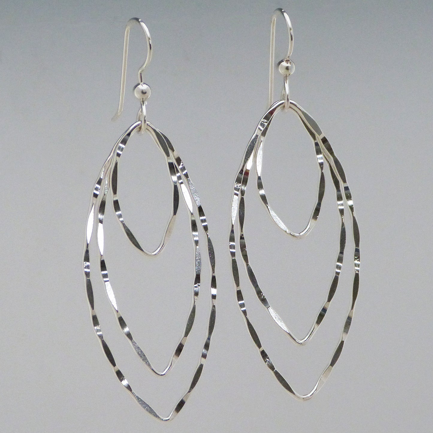 Triple Hammered Drop Earrings