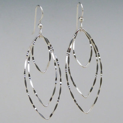 Triple Hammered Drop Earrings