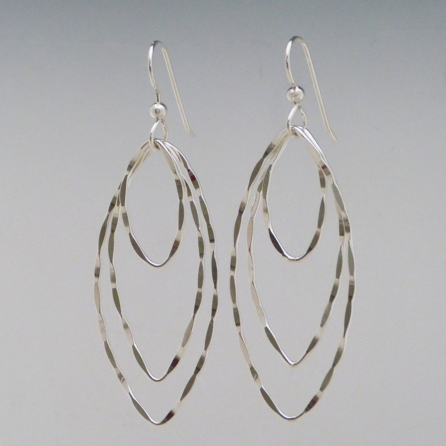 Triple Hammered Drop Earrings