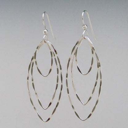 Triple Hammered Drop Earrings