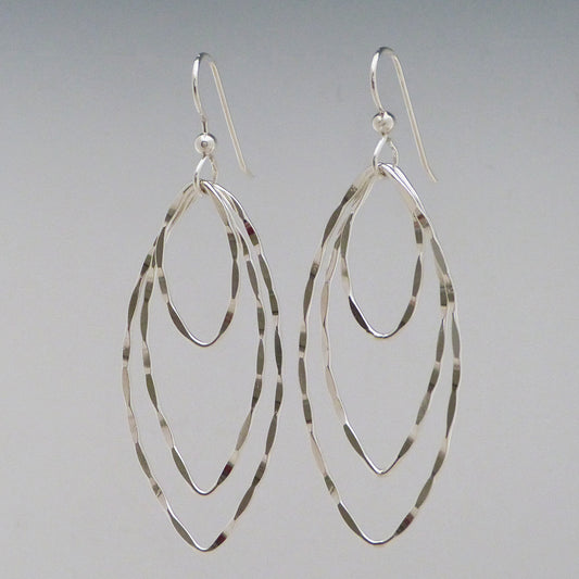 Triple Hammered Drop Earrings