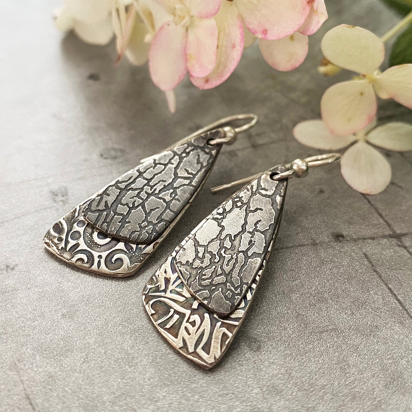 Double Triangle Drop Earrings