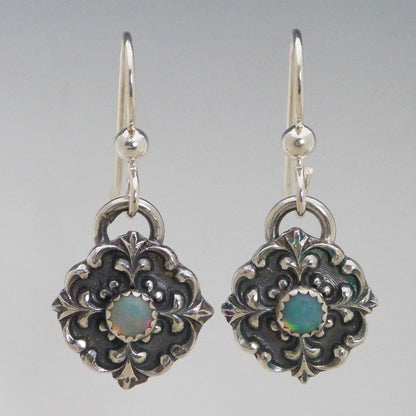Opal Victorian Button Earrings