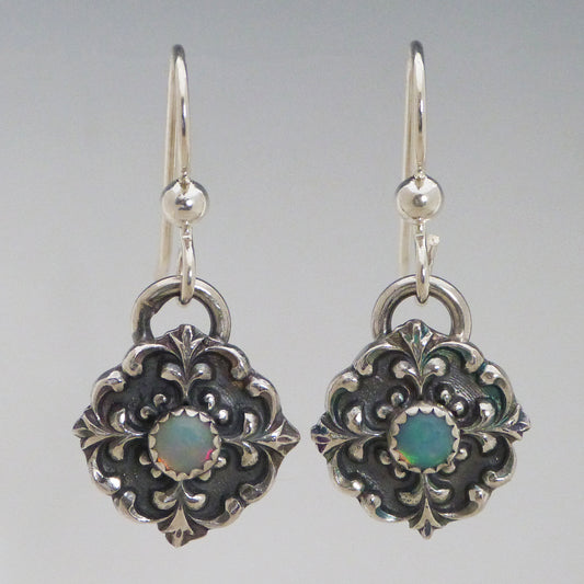 Opal Victorian Button Earrings